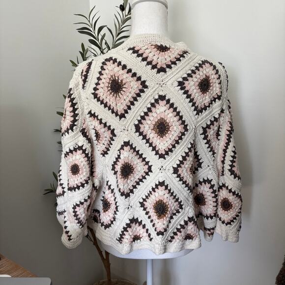 NWOT Andersen & Lauth Anthropologie Crochet Knit Cardigan Bell Sleeve OS - Picture 2 of 7